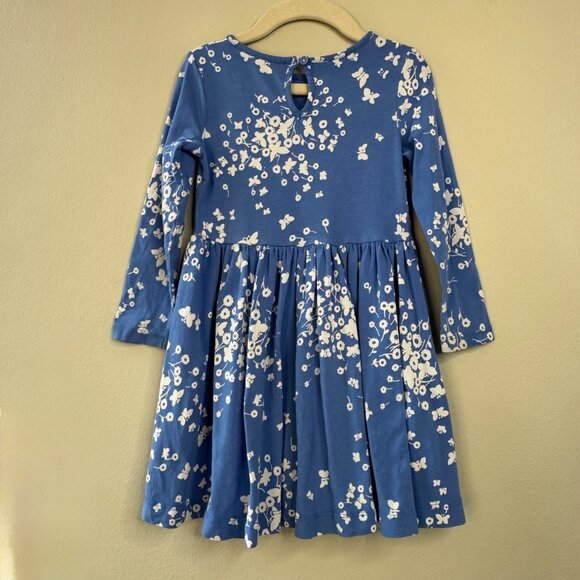 MINI BODEN Floral Butterfly Dress Girls 3-4 3T 4T Blue White Cotton Twirly Girl - Picture 2 of 8